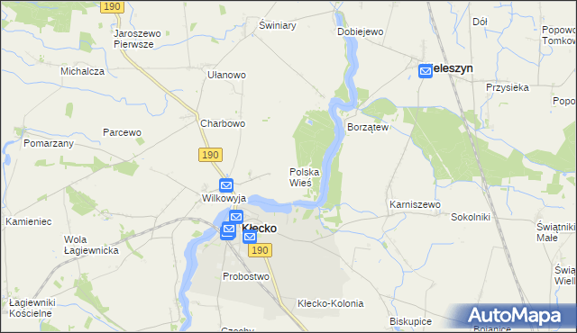 mapa Polska Wieś gmina Kłecko, Polska Wieś gmina Kłecko na mapie Targeo