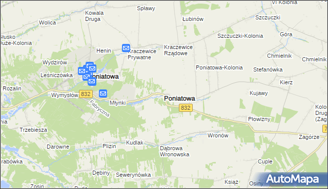 mapa Poniatowa powiat opolski, Poniatowa powiat opolski na mapie Targeo
