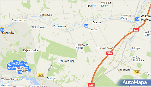 mapa Popkowice Księże, Popkowice Księże na mapie Targeo