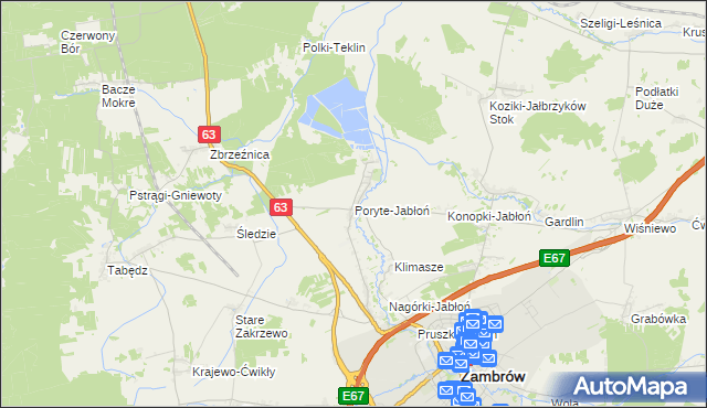 mapa Poryte-Jabłoń, Poryte-Jabłoń na mapie Targeo
