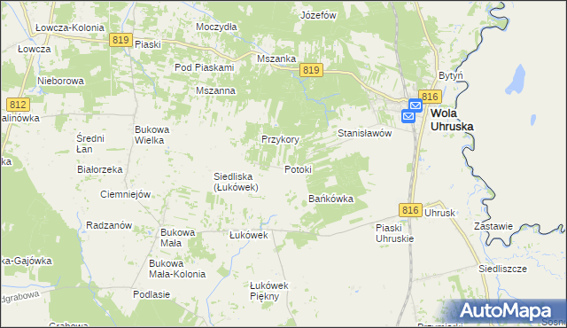 mapa Potoki gmina Wola Uhruska, Potoki gmina Wola Uhruska na mapie Targeo