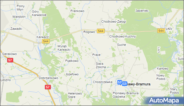mapa Prace, Prace na mapie Targeo