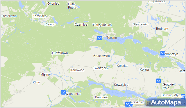 mapa Pruszewiec, Pruszewiec na mapie Targeo