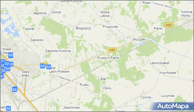 mapa Pruszyn-Pieńki, Pruszyn-Pieńki na mapie Targeo
