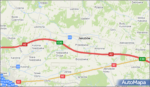mapa Przedewsie gmina Jakubów, Przedewsie gmina Jakubów na mapie Targeo