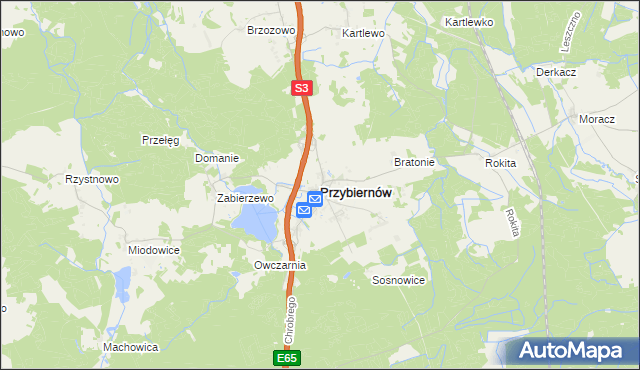 mapa Przybiernów, Przybiernów na mapie Targeo