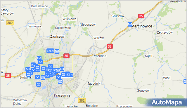 mapa Pszenno, Pszenno na mapie Targeo