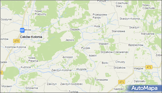 mapa Pyczek, Pyczek na mapie Targeo