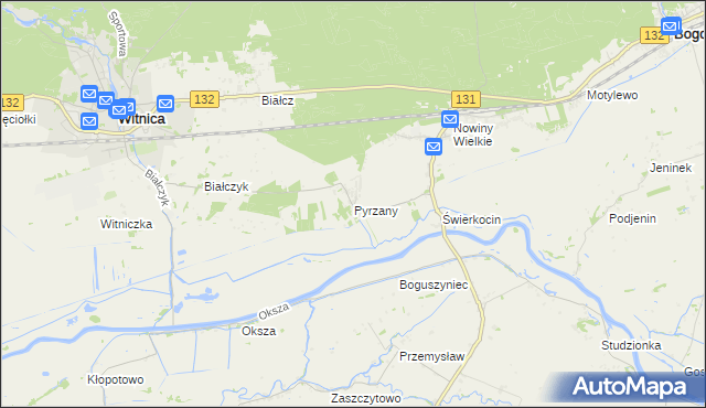 mapa Pyrzany, Pyrzany na mapie Targeo