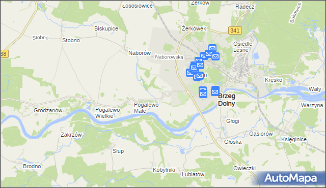 mapa Pysząca gmina Brzeg Dolny, Pysząca gmina Brzeg Dolny na mapie Targeo