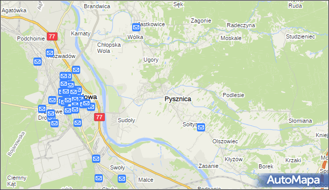 mapa Pysznica, Pysznica na mapie Targeo