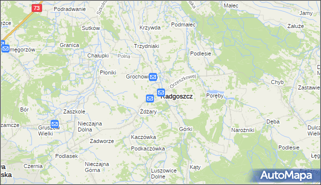 mapa Radgoszcz powiat dąbrowski, Radgoszcz powiat dąbrowski na mapie Targeo