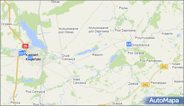 mapa Radzim gmina Kamień Krajeński, Radzim gmina Kamień Krajeński na mapie Targeo