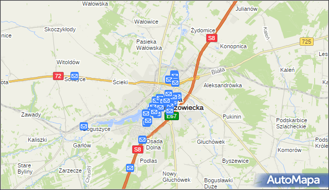 mapa Rawa Mazowiecka, Rawa Mazowiecka na mapie Targeo