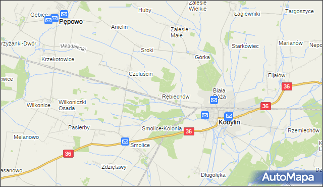 mapa Rębiechów, Rębiechów na mapie Targeo