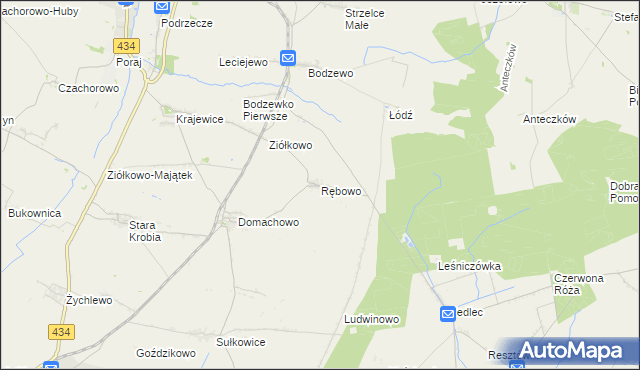 mapa Rębowo gmina Piaski, Rębowo gmina Piaski na mapie Targeo