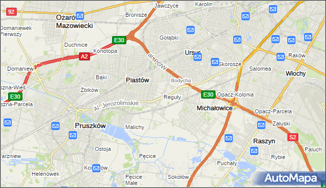 mapa Reguły, Reguły na mapie Targeo