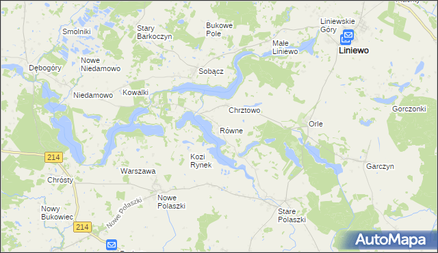 mapa Równe gmina Liniewo, Równe gmina Liniewo na mapie Targeo