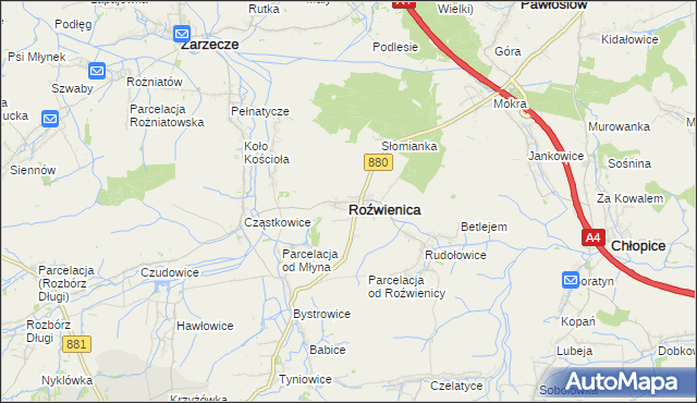 mapa Roźwienica, Roźwienica na mapie Targeo