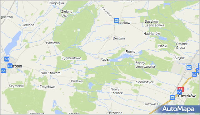 mapa Ruda gmina Zduny, Ruda gmina Zduny na mapie Targeo