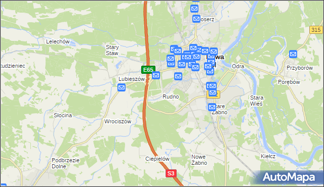mapa Rudno gmina Nowa Sól, Rudno gmina Nowa Sól na mapie Targeo