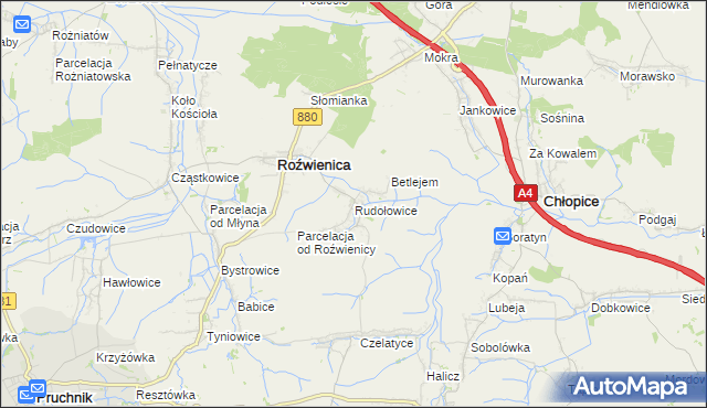 mapa Rudołowice, Rudołowice na mapie Targeo