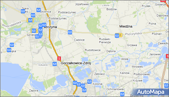 mapa Rudołtowice, Rudołtowice na mapie Targeo