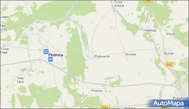 mapa Rutkowice gmina Płośnica, Rutkowice gmina Płośnica na mapie Targeo