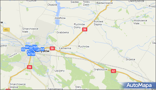 mapa Rychnów gmina Namysłów, Rychnów gmina Namysłów na mapie Targeo