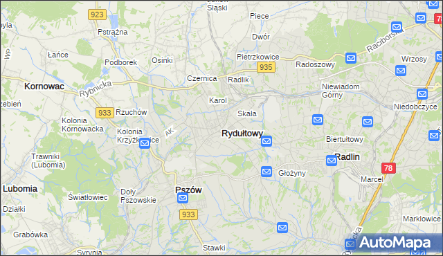mapa Rydułtowy, Rydułtowy na mapie Targeo