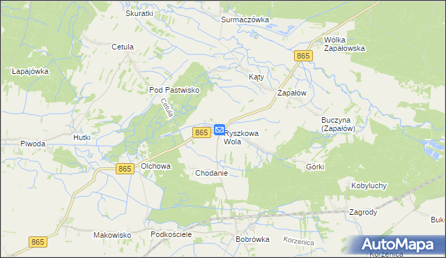 mapa Ryszkowa Wola, Ryszkowa Wola na mapie Targeo