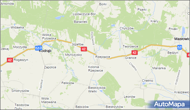 mapa Rzejowice, Rzejowice na mapie Targeo