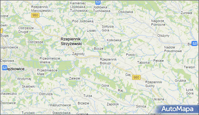 mapa Rzepiennik Biskupi, Rzepiennik Biskupi na mapie Targeo