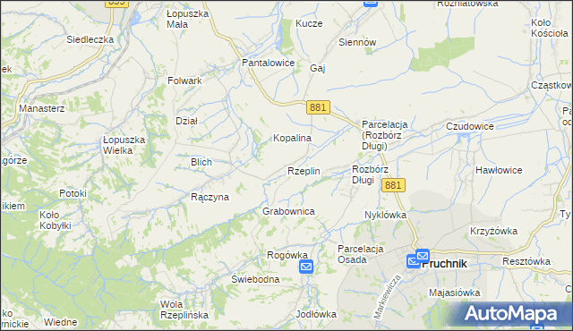 mapa Rzeplin gmina Pruchnik, Rzeplin gmina Pruchnik na mapie Targeo