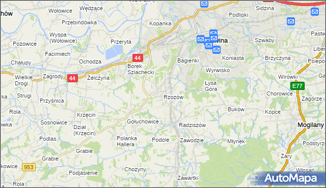 mapa Rzozów, Rzozów na mapie Targeo