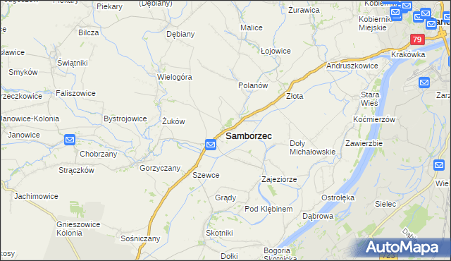 mapa Samborzec, Samborzec na mapie Targeo