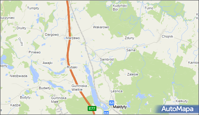 mapa Sambród, Sambród na mapie Targeo