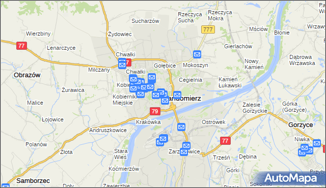mapa Sandomierza, Sandomierz na mapie Targeo