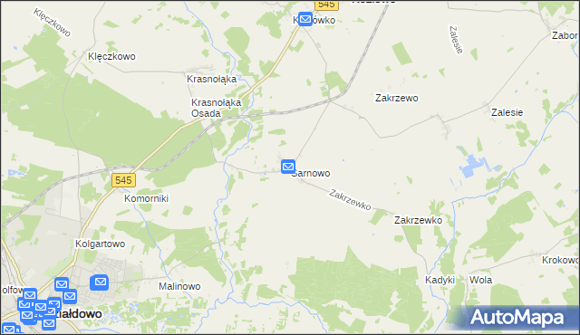 mapa Sarnowo gmina Kozłowo, Sarnowo gmina Kozłowo na mapie Targeo