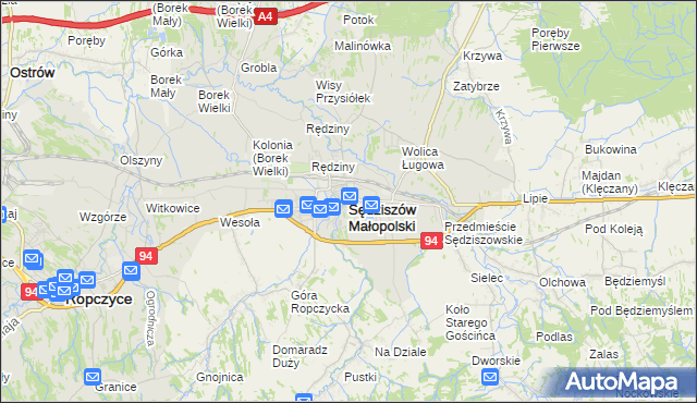 mapa Sędziszów Małopolski, Sędziszów Małopolski na mapie Targeo