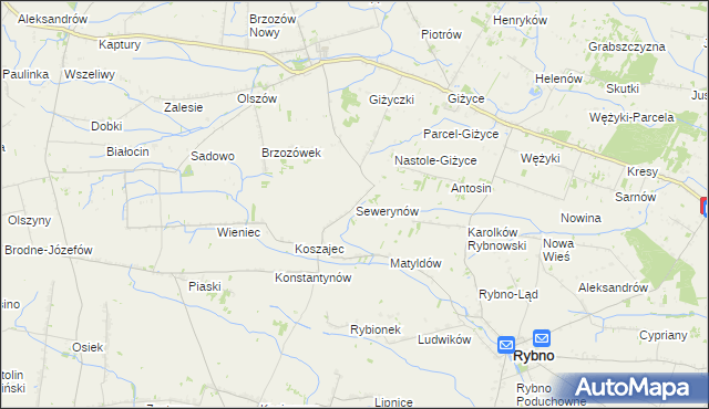 mapa Sewerynów gmina Iłów, Sewerynów gmina Iłów na mapie Targeo