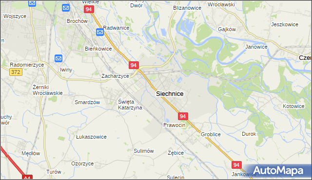 mapa Siechnice, Siechnice na mapie Targeo