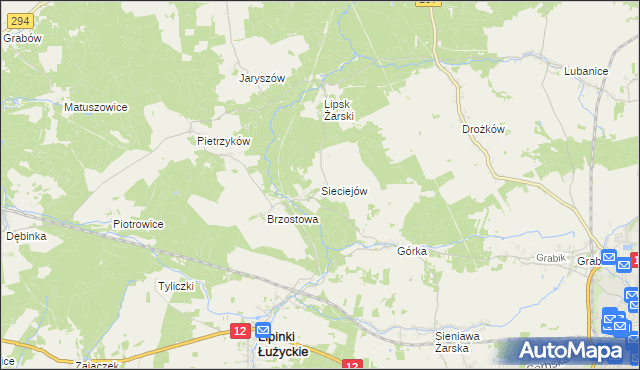 mapa Sieciejów, Sieciejów na mapie Targeo
