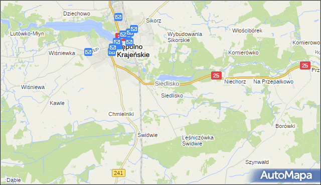 mapa Siedlisko gmina Sępólno Krajeńskie, Siedlisko gmina Sępólno Krajeńskie na mapie Targeo