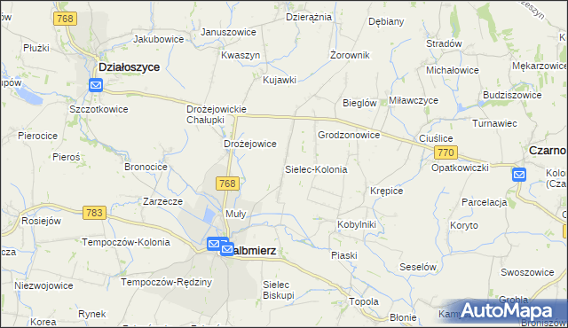 mapa Sielec-Kolonia, Sielec-Kolonia na mapie Targeo