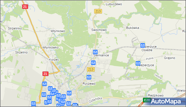 mapa Siemianice gmina Słupsk, Siemianice gmina Słupsk na mapie Targeo