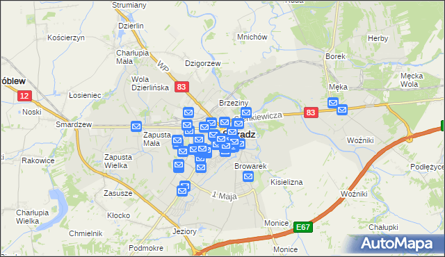 mapa Sieradz, Sieradz na mapie Targeo