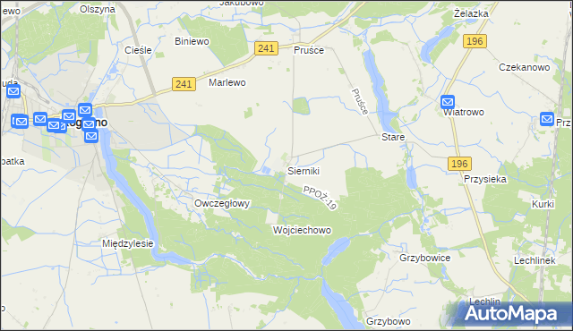 mapa Sierniki gmina Rogoźno, Sierniki gmina Rogoźno na mapie Targeo