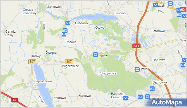 mapa Sierosław gmina Tarnowo Podgórne, Sierosław gmina Tarnowo Podgórne na mapie Targeo