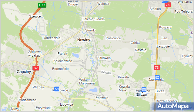 mapa Sitkówka, Sitkówka na mapie Targeo